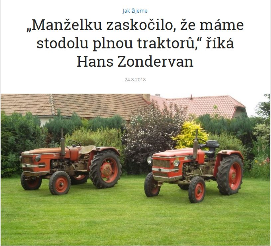 Ukázka titulku článku s Hansem Zondervanem.