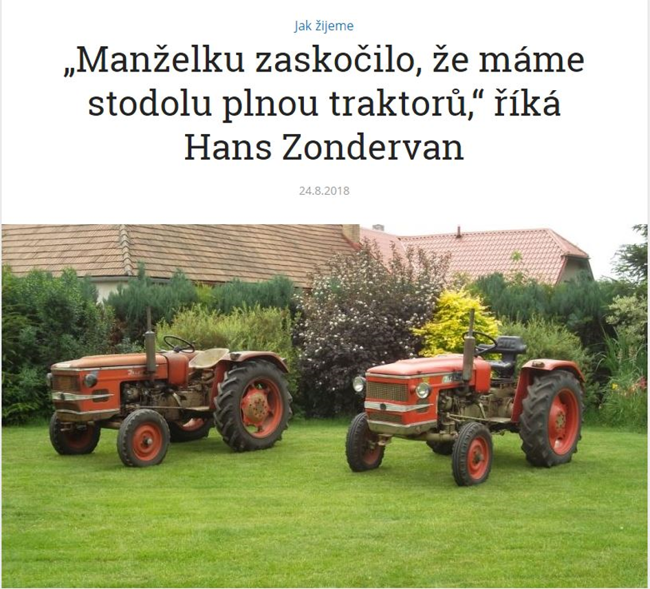 Ukázka titulku článku s Hansem Zondervanem.